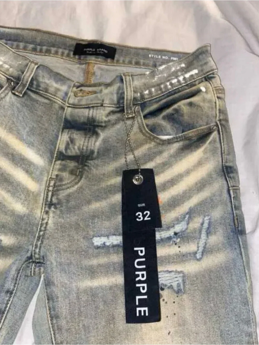 Purple Men's Distressed Gray Painter-Style Jeans ‼️🔥